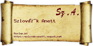Szlovák Anett névjegykártya